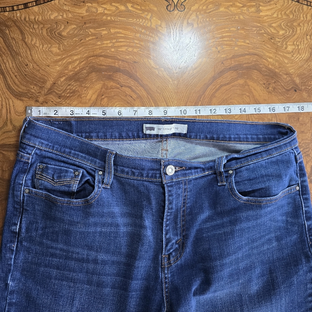 Levi's Women's 505 Straight Leg Jeans, Dark Wash, Size 14L - Picture 6 of 10